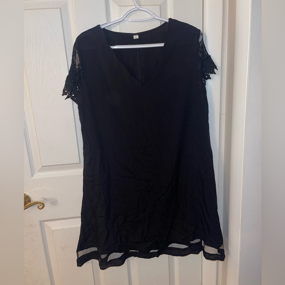 Black Coverup with Lace & Mesh Detail NWOT